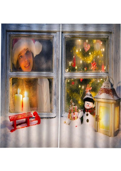 100X140CM Noel Perdeleri Set Su Geçirmez Noel Snowman 2 Panel Drapes C (Yurt Dışından)