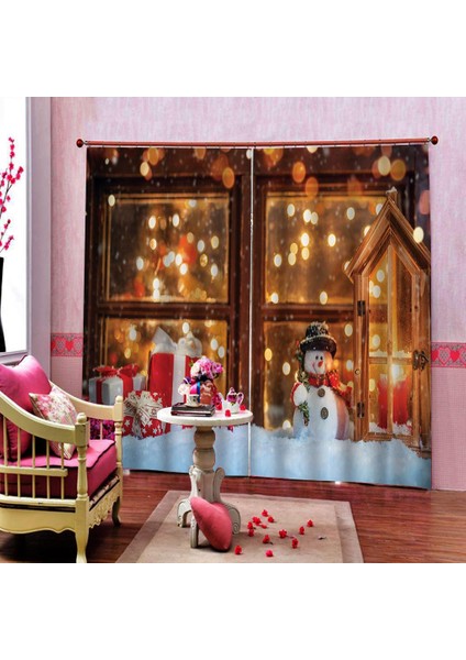 Yatak Odası Su Geçirmez Noel Perdeleri Noel Snowman 2panels Drapes # F (Yurt Dışından)