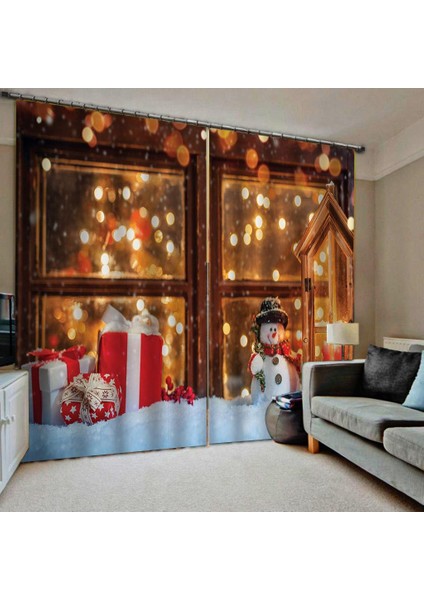 Yatak Odası Su Geçirmez Noel Perdeleri Noel Snowman 2panels Drapes # F (Yurt Dışından)