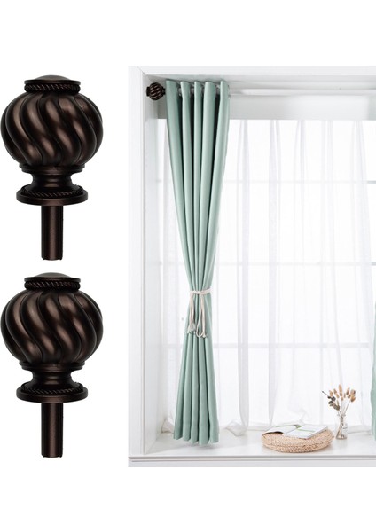 2 Adet Perde Çubuk Finials Pencere Arıtma Donanımı Oturma Odası Için Ev Koyu Kahverengi (Yurt Dışından)