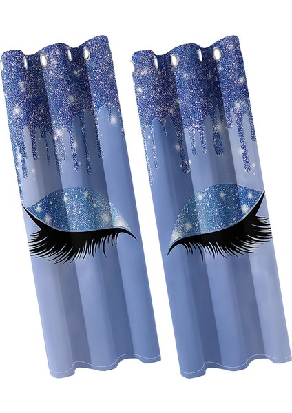 2 Panel Drapes Kirpik Baskı Pencere Perdeleri Oda Yatak Odası Mor Için Karartma (Yurt Dışından)