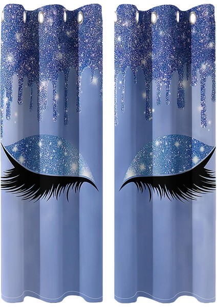2 Panel Drapes Kirpik Baskı Pencere Perdeleri Oda Yatak Odası Mor Için Karartma (Yurt Dışından)