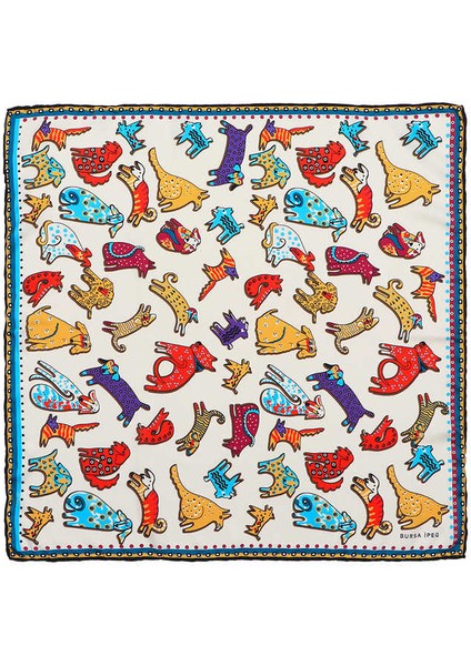 Kırmızı Sarı Desenli Ipeksi Mendil