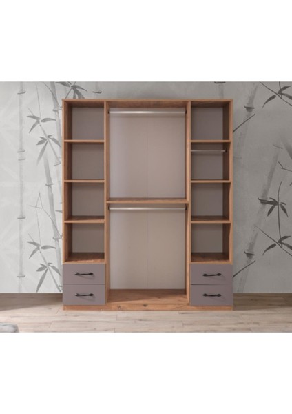 Aynalı 4 Kapılı 4 Çekmeceli Gardırop Elbise Dolabı 170X55X210CM