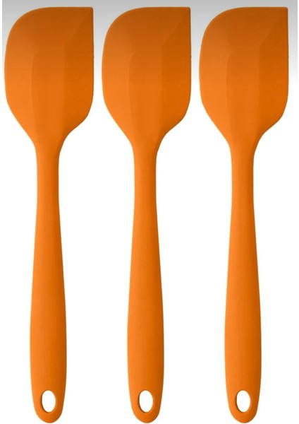 Bybirgül Yanmaz Yapışmaz Silikon Yassı Spatula ,hamur Sıyırıcı 3lü Set Turuncu indirimleri