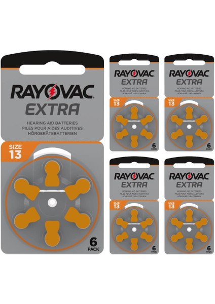 Extra 13 Numara Işitme Cihazı Pili (5 Paket x 6 Adet = 30 Adet Pil)