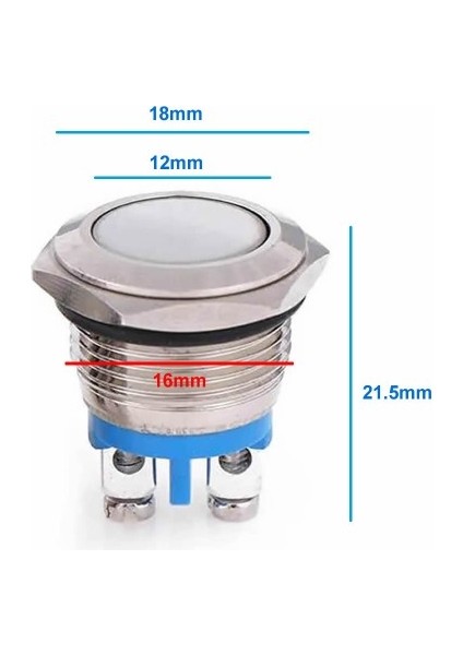 Roba 16MM Metal Panel Montaj Düz Kafa Push Buton No Dc 6A 12V Ac 3A 250V IP67 Su Geçirmez