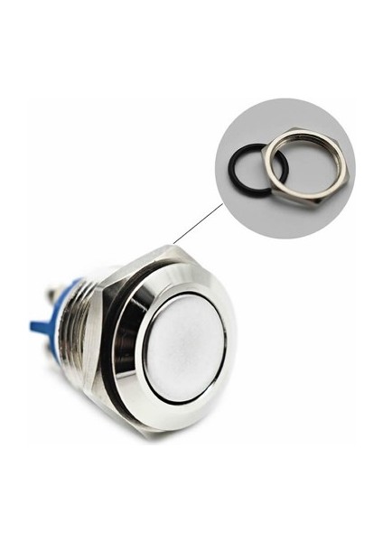 Roba 16MM Metal Panel Montaj Düz Kafa Push Buton No Dc 6A 12V Ac 3A 250V IP67 Su Geçirmez