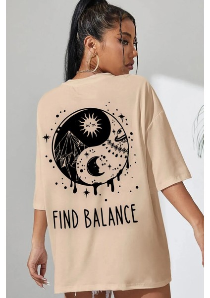Yin & Yang Baskılı T-Shirt