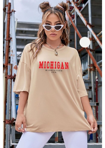 Michigan Baskılı T-Shirt