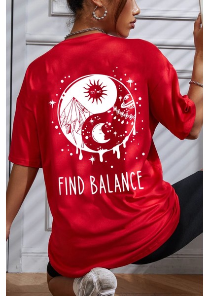 Yin & Yang Baskılı T-Shirt