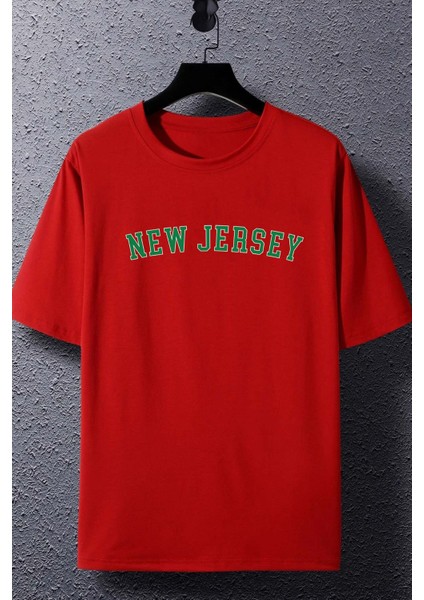 New Jersey Baskılı T-Shirt