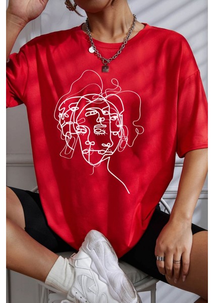 Woman One Line Baskılı T-Shirt