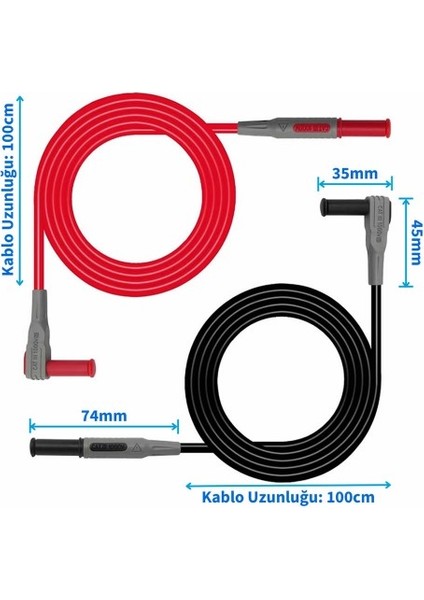 Roba 1 Çift P1033 Multimetre Probu 4mm Banana Tip Soket 1000V 10A Catııı 1 Metre Kablo Voltmetre