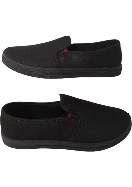 Unisex Siyah Keten Ayakkabı