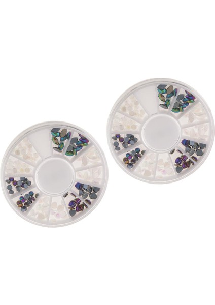 2 Paket 10 Tekerlekler Dekor Aksesuarları Tırnak Rhinestones Kalp Oval Yuvarlak Manikür Dekorasyonları Tavşak Araçları (Yurt Dışından)