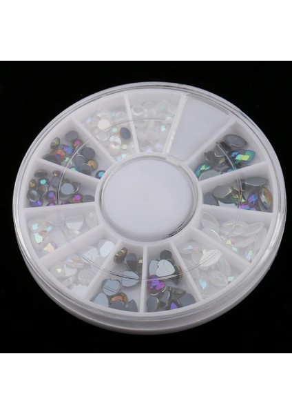 2 Paket 10 Tekerlekler Dekor Aksesuarları Tırnak Rhinestones Kalp Oval Yuvarlak Manikür Dekorasyonları Tavşak Araçları (Yurt Dışından)