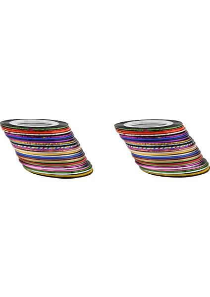 2x Mix Renkler Striping Bant Tırnak Sanatı Diy Dekorasyon Tırnak Manikür Çıkartma (Yurt Dışından)