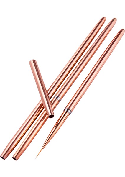 3pcs Profesyonel Tırnak Sanat Astar Fırçaları 7MM/9MM/11MM Çiçek Desen Çizim Gül Altın 13.6cm (Yurt Dışından)