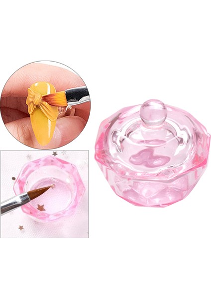 Cam Dappen Çanak Kase Pembe Monomer Nail Art Akrilik Sıvı Toz Sekizgen Için (Yurt Dışından)
