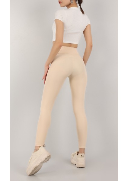 Myyoga Beli Lastikli Cepli Tasarım Tayt