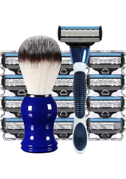 Shave J8 Kartuşlu Tıraş Makinesi + F9 Tıraş Fırça + 12 Adet Kartuş Jilet -5 Bıçaklı