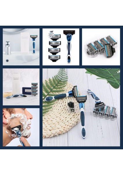 Shave J8 Kartuşlu Tıraş Makinesi + F9 Tıraş Fırça + 12 Adet Kartuş Jilet -5 Bıçaklı