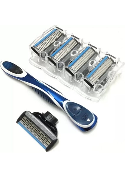Shave J8 Kartuşlu Tıraş Makinesi + 12 Adet Kartuş Jilet -5 Bıçaklı