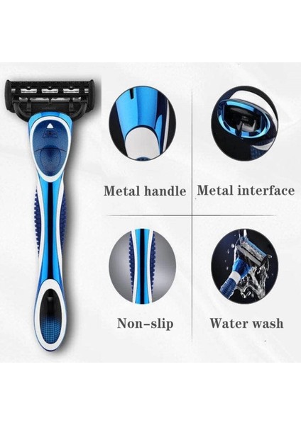 Shave J8 Kartuşlu Tıraş Makinesi + 12 Adet Kartuş Jilet -5 Bıçaklı
