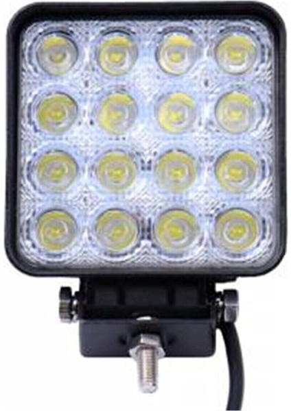 16 LED Kare Lamba Off Road Traktör Tekne (110 x 110 Mm)