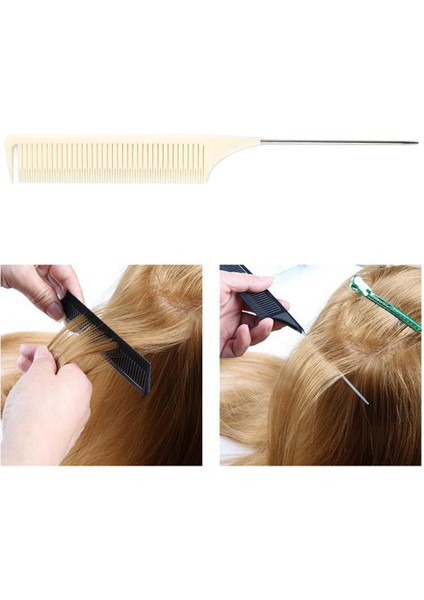 2x Pro Abs Ince Örgü Vurgulama Salon Tarakları Için Folyo Saç Tarağı (Yurt Dışından)