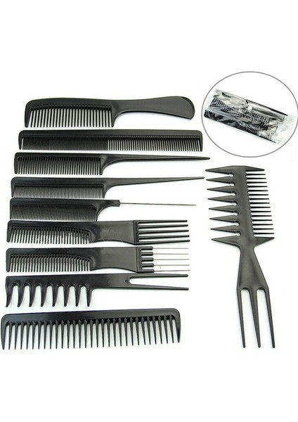 10PCS Pro Salon Saç Stil Kuaförlük Berber Fırça Taraklar Seti +12 Klipler (Yurt Dışından)