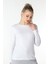 Kadın Bisiklet Yaka Uzun Kollu Regular Fit Basic Tişört Beyaz 1