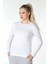 Kadın Bisiklet Yaka Uzun Kollu Regular Fit Basic Tişört Beyaz 5