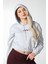 Kadın Baskılı Kapüşonlu Crop Sweat Gri 4