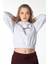 Kadın Baskılı Kapüşonlu Crop Sweat Gri 5