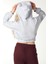 Kadın Baskılı Kapüşonlu Crop Sweat Gri 6