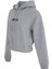 Kadın Baskılı Kapüşonlu Crop Sweat Gri 4