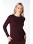 Kadın Bisiklet Yaka Uzun Kollu Regular Fit Basic Tişört Bordo 1