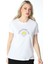 Kadın Bisiklet Yaka Kısa Kollu Regular Fit Baskılı Tişört Beyaz 5