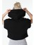 Kadın Baskılı Kapüşonlu Crop Sweat Siyah 3