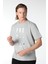 Erkek Bisiklet Yaka Kısa Kollu Regular Fit Baskılı Tişört Gri Melanj 3