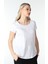 Kadın Kayık Yaka Kısa Kollu Regular Fit Basic Tişört Beyaz 2