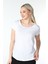 Kadın Kayık Yaka Kısa Kollu Regular Fit Basic Tişört Beyaz 4