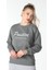 Kadın Baskılı Sweat Koyu Gri 4