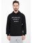 Erkek Kapüşonlu Regular Fit Baskılı Sweatshirt Siyah 3