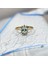 1.05 Karat Green Topaz Taşlı 0.30 Karat Pırlanta(Signty)Taşlı Vintage Tasarım 925 Ayar Gümüş Yüzük 10
