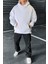 Unisex Beyaz Oversize İçi Puflu Kapüşonlu Bol Kalıp Sweatshirt Hoodie 1
