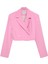 Kruvaze Crop Blazer Ceket Pembe 1