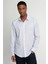 Slim Fit Uzun Kol Çizgili Yaka İçi Biyeli Ketenli Erkek Gömlek 1